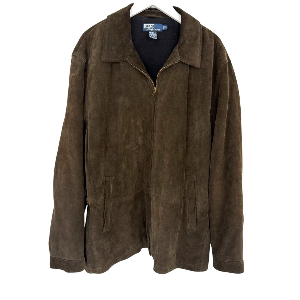 Polo Ralph Lauren Men's Brown Vintage Suede Wool Lined Leather Jacket Size XL